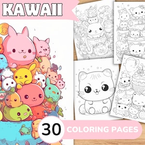 Kawaii Coloring Pages, Kawaii Coloring Book, Kawaii Coloring Template, Kawaii Digital Coloring, Printable Coloring Pages