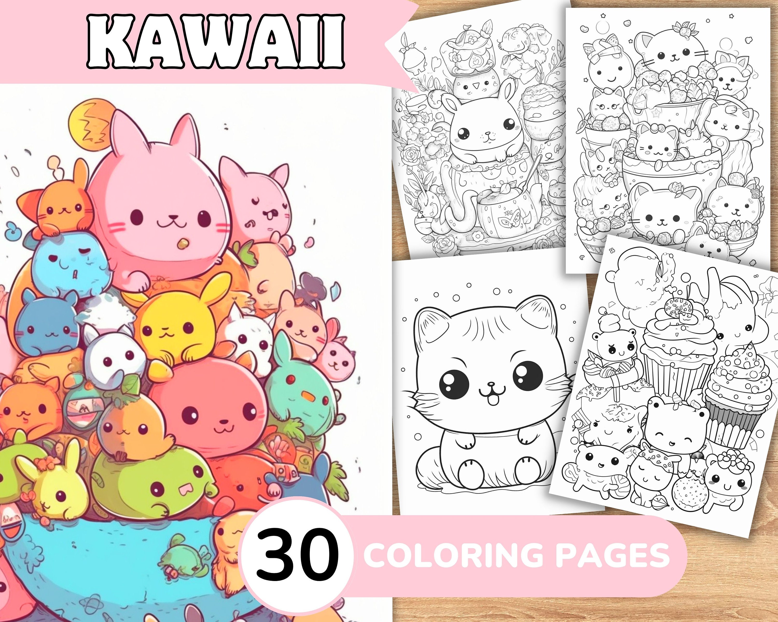 Cute Kawaii Flowers Coloring Pages