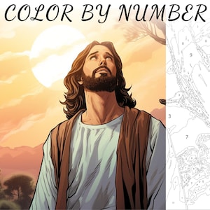 Color By Number, Paint By Number, Paint Number Adult, Coloring Numbered, Color By Number For Adults, Jesus Coloring