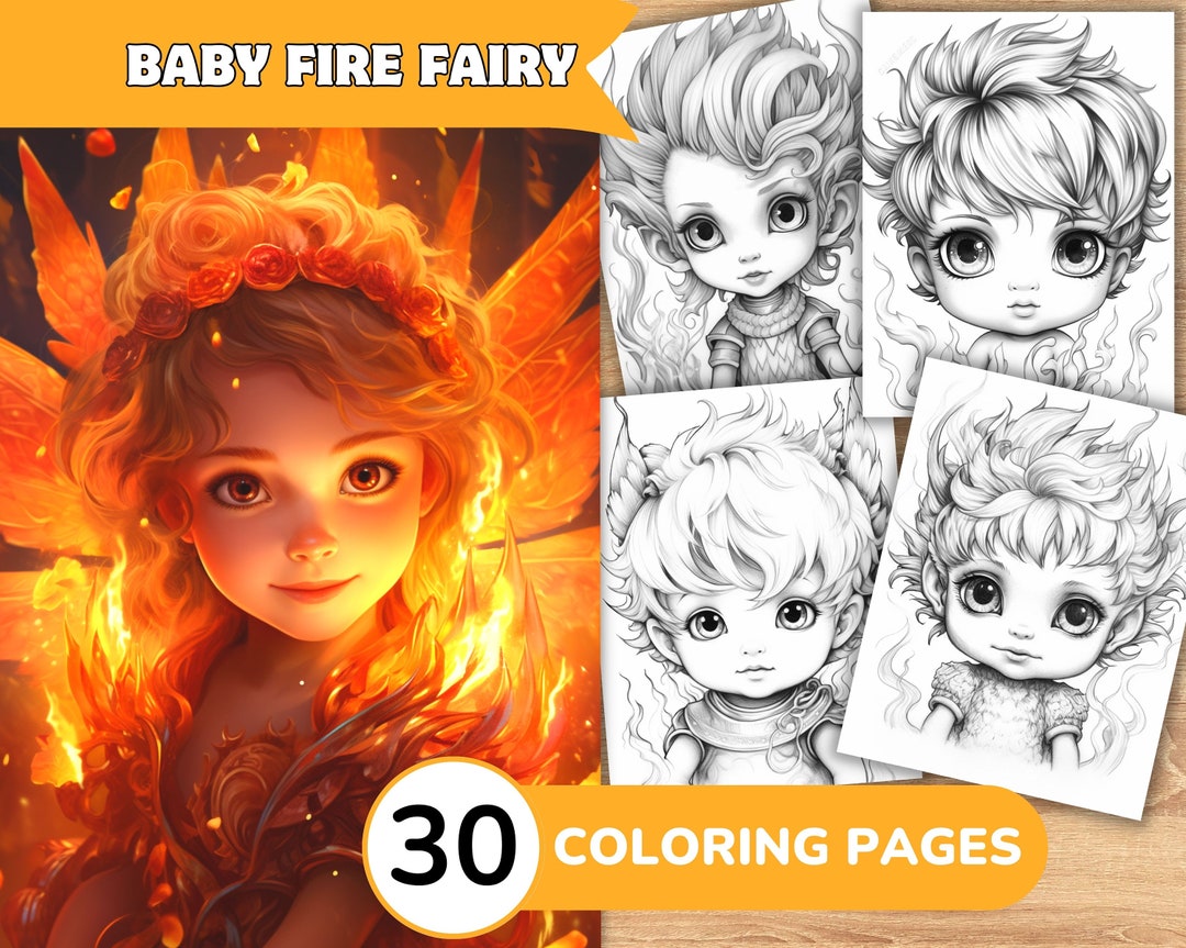 Fire Fairy Coloring Pages, Fire Fairy Coloring Book, Cute Fairy