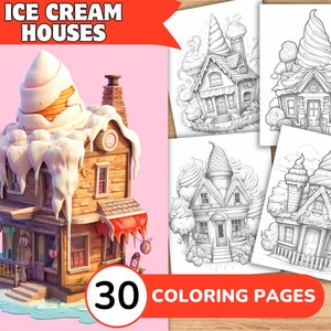 Ice Cream Houses Coloring Book, Sweet Coloring, House Coloring Pages, Fairy House Coloring, Cake Coloring
