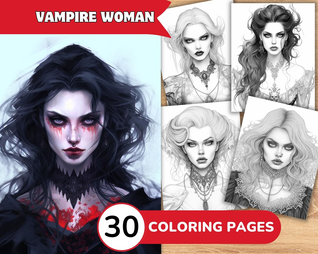 Vampire Coloring Pages, Vampire Coloring Book, Vampire Grayscale