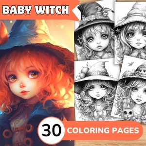 Witch Coloring Pages, Witch Coloring Book, Witch Grayscale Coloring, Girl Coloring Book, Girl Grayscale Coloring