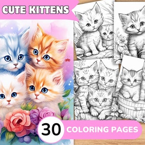Kittens Coloring, Cats Coloring Book, Kittens Coloring Book, Cats Coloring Pages, Animal Coloring, Cute Animal Coloring