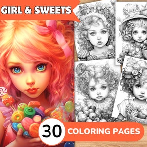 Girl Coloring Pages, Girl Coloring Book, Baby Grayscale Coloring, Sweet Coloring Book, Sweet Coloring Pages