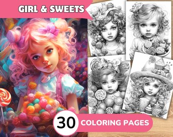 Girl Coloring Pages, Girl Coloring Book, Baby Grayscale Coloring, Sweet Coloring Book, Sweet Coloring Pages