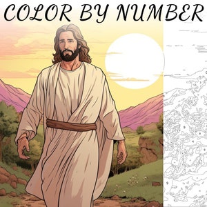 Color By Number, Paint By Number, Paint Number Adult, Coloring Numbered, Color By Number For Adults, Jesus Coloring