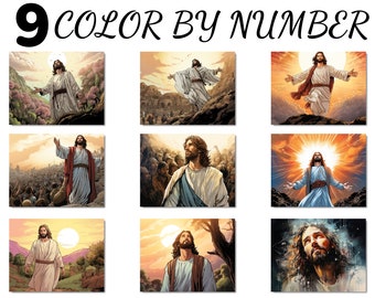 Color By Number, Paint By Number, Paint Number Adult, Coloring Numbered, Color By Number For Adults, Jesus Coloring