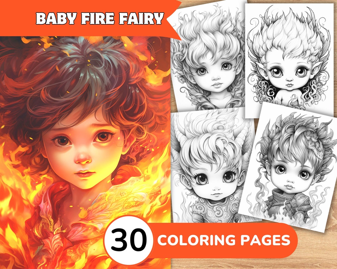 Fire Fairy Coloring Pages, Fire Fairy Coloring Book, Cute Fairy