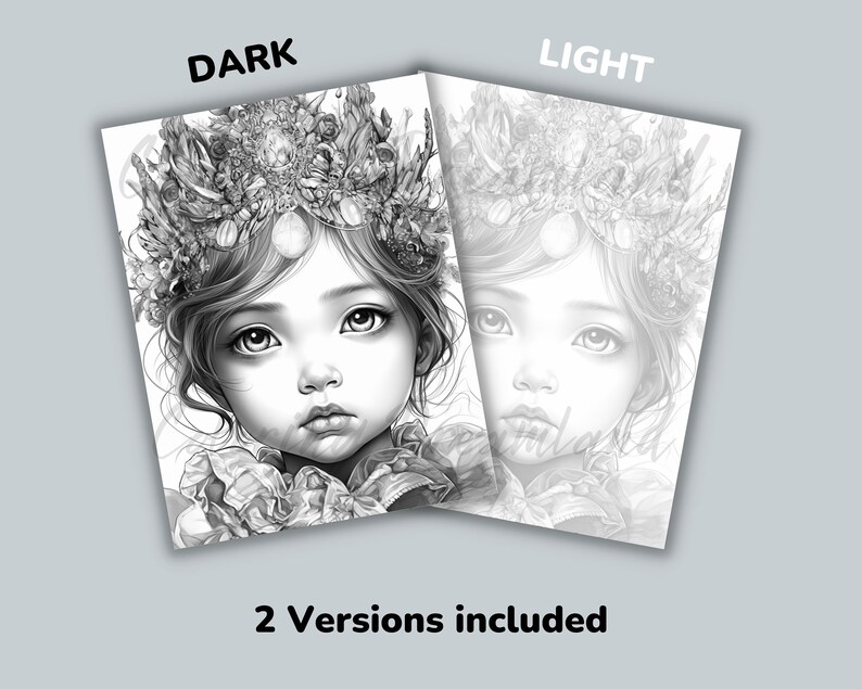 Princess Coloring Pages Book, Cute Princess Grayscale Coloring Book ...