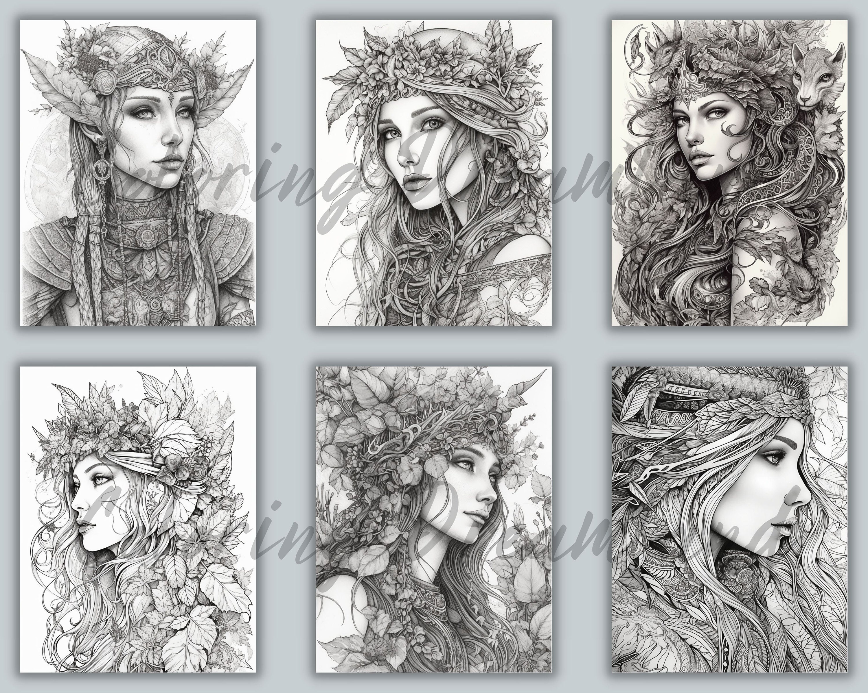 Fantasy Elf Coloring Pages Book Fantasy Elf Coloring Pages - Etsy