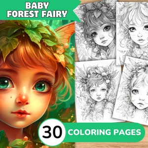 Cute Fairy Coloring Pages Book, Fairy Grayscale Coloring Book, Baby Fairy Coloring Template Grayscale, Fairy Coloring