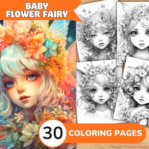 Flower Fairy Coloring Pages, Flower Fairy Coloring Book, Cute Fairy Coloring, Baby Fairy Coloring Book, Flower Coloring