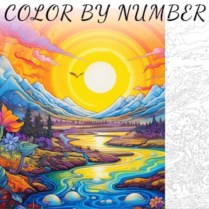 Color By Number, Paint By Number, Paint Number Adult, Coloring Numbered, Color By Number For Adults, Landscape Coloring