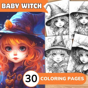 Witch Coloring Pages, Witch Coloring Book, Witch Grayscale Coloring, Girl Coloring Book, Girl Grayscale Coloring