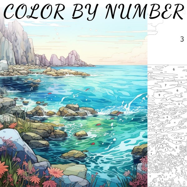 Color By Number, Paint By Number, Paint Number Adult, Coloring Numbered, Color By Number For Adults, Sea Coloring