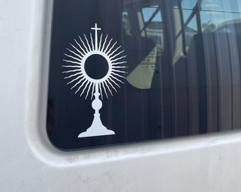 Monstrance Vinyl Car Decal: Catholic Adoration Sticker