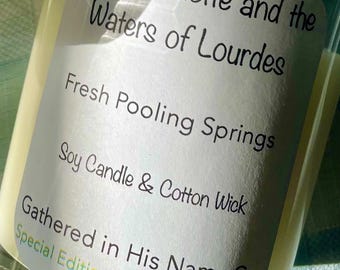 Candela cattolica di Santa Bernardatte, candela di soia "Acqua frizzante", idea regalo