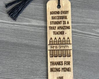Personalized Teacher Bookmark – Engraved Wooden Gift