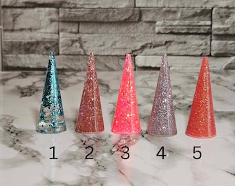 Glittering Resin Ring Cone for Elegant Jewelry Display and Home Décor, Ready to Ship, Slightly Flawed