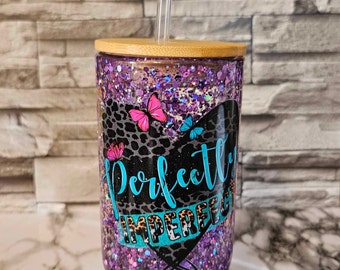 Gobelet boule à neige parfaitement imparfait à la mode - Verre à vin unique de 14 oz | Double isolation pour boissons fraîches | Paillettes à écoulement lent
