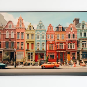 City Street Wes Anderson Arte Pastel Color Impresión Película Cartel Impresión Cineasta Americano Único Home Wall Art Digital TV Descargar 60s 70's 80's