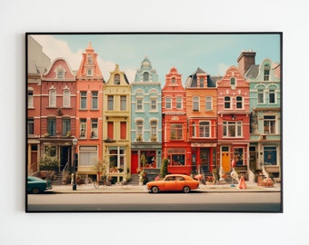 City Street Wes Anderson Art Pastel Color Print Movie Poster Print American Filmmaker Unique Home Wall Art Digital Download 60's 70's 80's