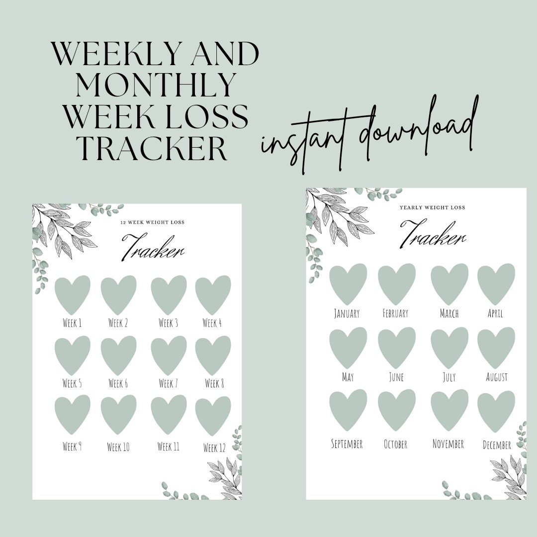 12 Week Weight Loss Tracker - Natural Floral Design - Etsy