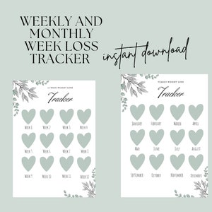 12 Week Weight Loss Tracker - Natural Floral Design