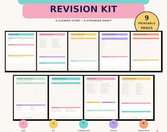 Kit de révision de roman à imprimer | Cahier d'auto-édition pour écrivains | Fiches de révision de fiction | Planificateur de révision de manuscrit | PDF pour auteurs