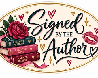 Étiquettes autocollantes imprimables « Signé par l'auteur » | Étiquettes pour livres d'auteurs de romans d'amour | Modèle Avery 22804 | Étiquettes pour dédicaces | Téléchargement instantané