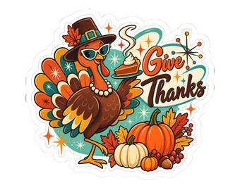Autocollant « Dinde de Thanksgiving » | Autocollant découpé pour Thanksgiving, autocollant citrouille d'automne
