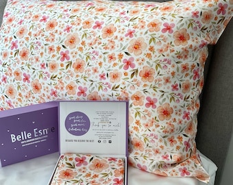 100% Mulberry Silk Pillowcase, size 20x30in, 48x75cm, Sweet Blooms. Anti Aging, birthday gift, Xmas gift, bridesmaids, anniversary.