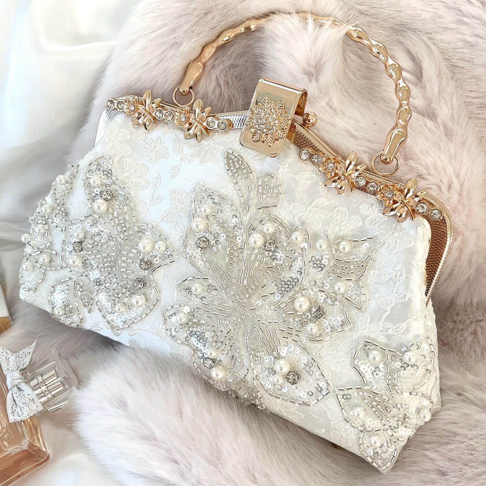 Wedding Clutch, White Bridal Clutch, Beaded Bag| Bridal Purse, Bridal Wedding Clutch, White Bridal Clutch, Beaded Bag| Bridal Purse, Bridal