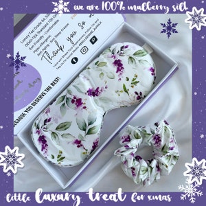 100% Mulberry Silk Sleep Mask ONLY (no scrunchie) , Romantic Lavender. Perfect birthday gift, Xmas, bridesmaids, anniversary, valentine gift
