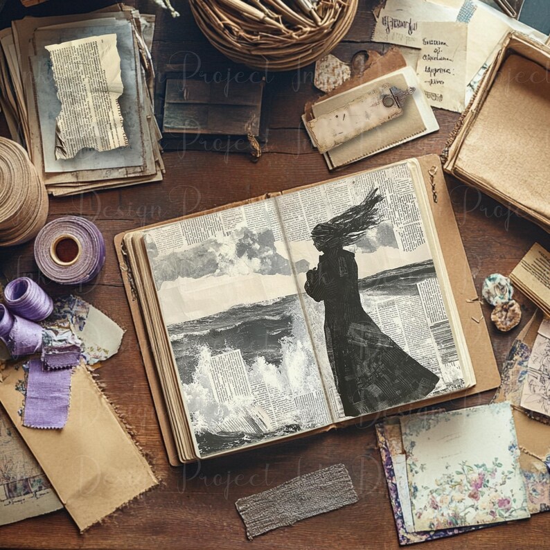 Stormy Sea Junk Journal Kit: Lighthouse Ephemera, Coastal Collage ...