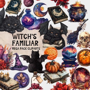 Black Cat Bat Wings PNG: Halloween Witch Familiar Clipart (Digital Download)