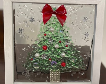 Green Christmas Tree Framed Art
