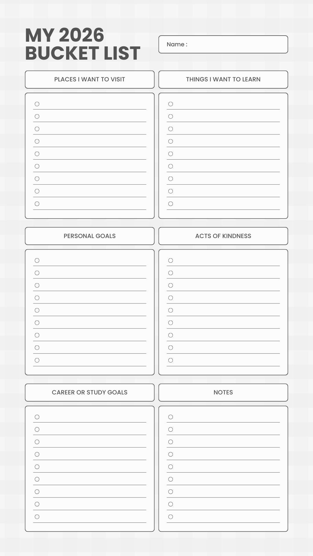 2026 Goals Chart, Customizable and Instant Download - Etsy