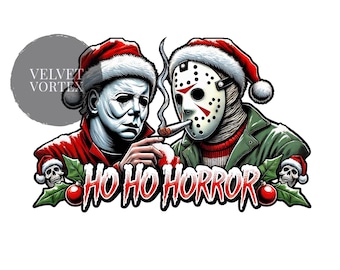 Ho Ho Horror | Michael Myers & Jason Christmas PNG | Horror Holiday Digital Download for T-Shirts and Merchandise