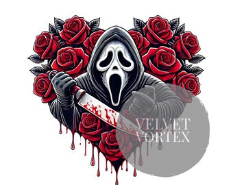 Horror Icon PNG | Ghost Killer – Spooky Halloween Scream Graphic T-Shirts, Hoodies, Mugs & More | Romantic Creepy Art | Dark Romance PNG