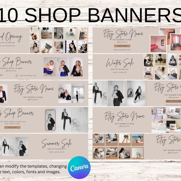 Etsy Shop Aesthetic Banner Kit Templates