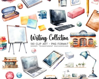 Writing Clipart Collection - 130 PNG Transparent Image Files | Writer Clip art, Notebook Clipart, Laptop Graphics