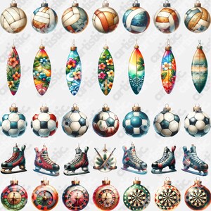 A horizontal and vertical display of varied sports clipart, from Boxing to Hockey, meticulously aligned on a white background to highlight each unique design.
