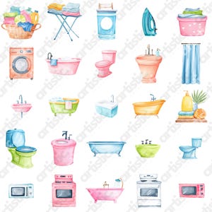 Cleaning icons spray bottle and sponge chores clipart transparent background
