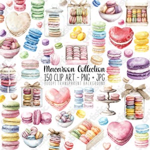 Macaron Clipart Bundle - Aquarell französische Macarons PNG für Scrapbooking, Einladungen & Bäckerei Dekor