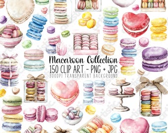 Macaron-clipartbundel - aquarel Franse macarons png-bestand voor scrapbooking, uitnodigingen en bakkerijdecor