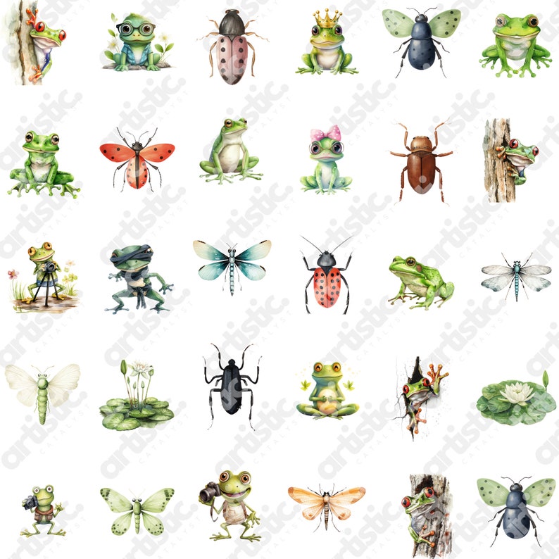 Watercolor Frog Clipart Bundle, Animal Pngs (digital Download) - Etsy