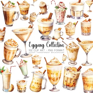 Eggnog Clipart Collection: Perfect for your Christmas Clip art projects, From Eggnog Latte to Vanilla Nog, Perfect for sublimation.