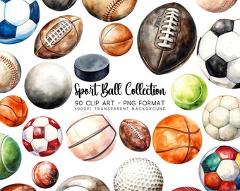 Sports Ball Clipart Collection - 90 PNG & JPG: Basketball, Football, Baseball, Golf Ball, and More